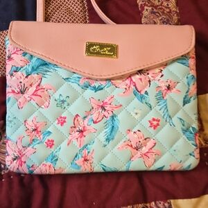 Betsey Johnson Floral Quilted Crossbody Bag - Pink & Aqua